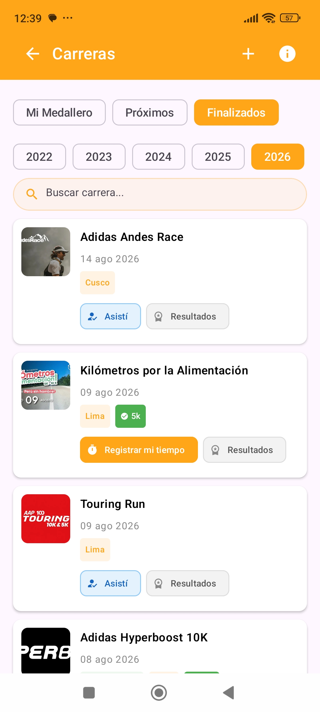 Carreras finalizadas