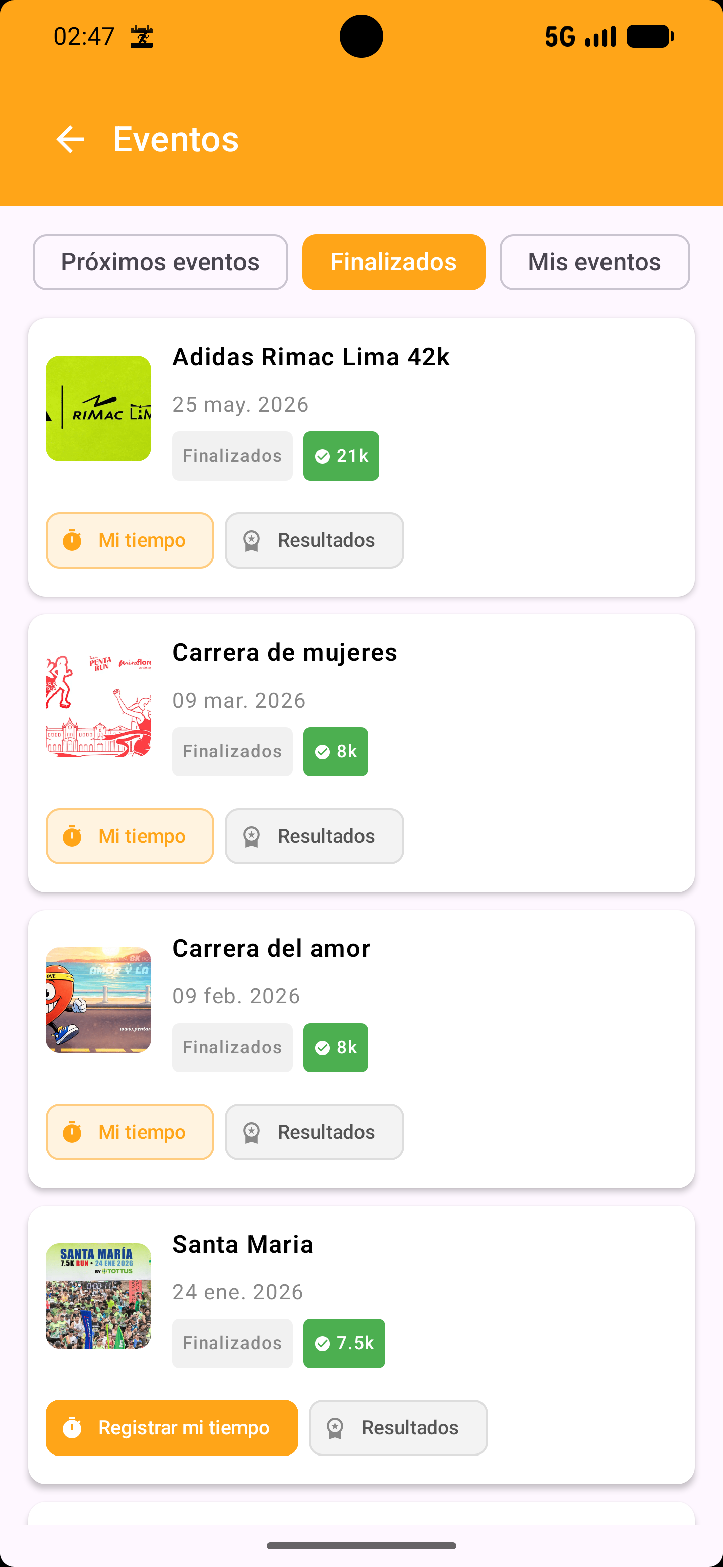 Eventos finalizados