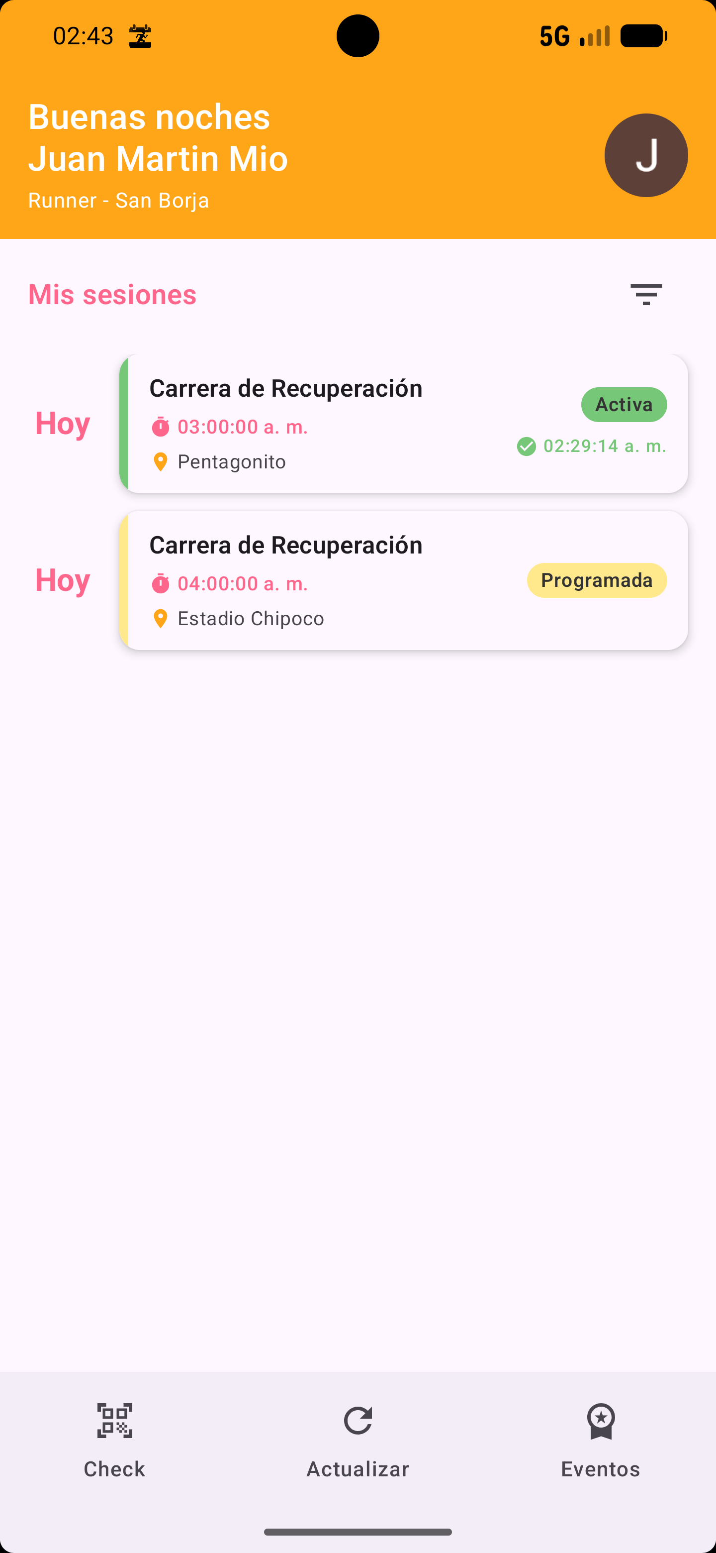 Sesión confirmada